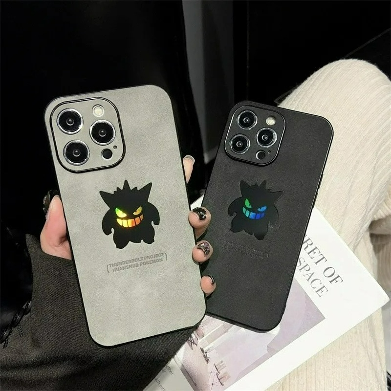 Phone Cases Mous - Cartoon Anime Gengar Leather Texture Laser