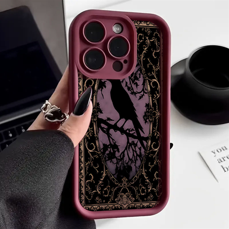 Aesthetic Black Crow Pattern W - Phone Cases Aesthetic review and price