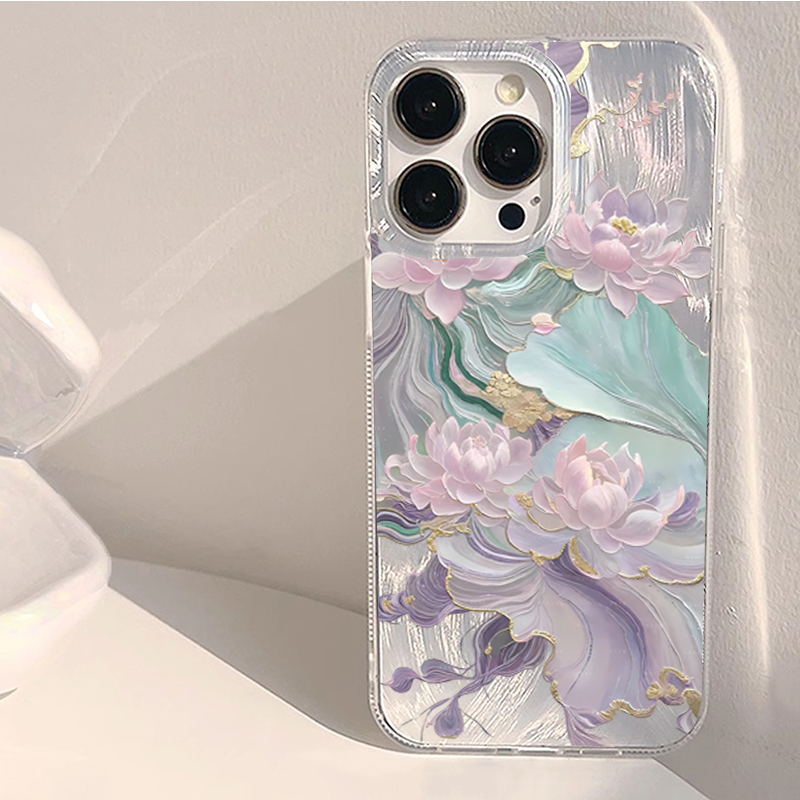 Dreamy Purple Lotus Print Aest - Phone Cases Aesthetic review and price