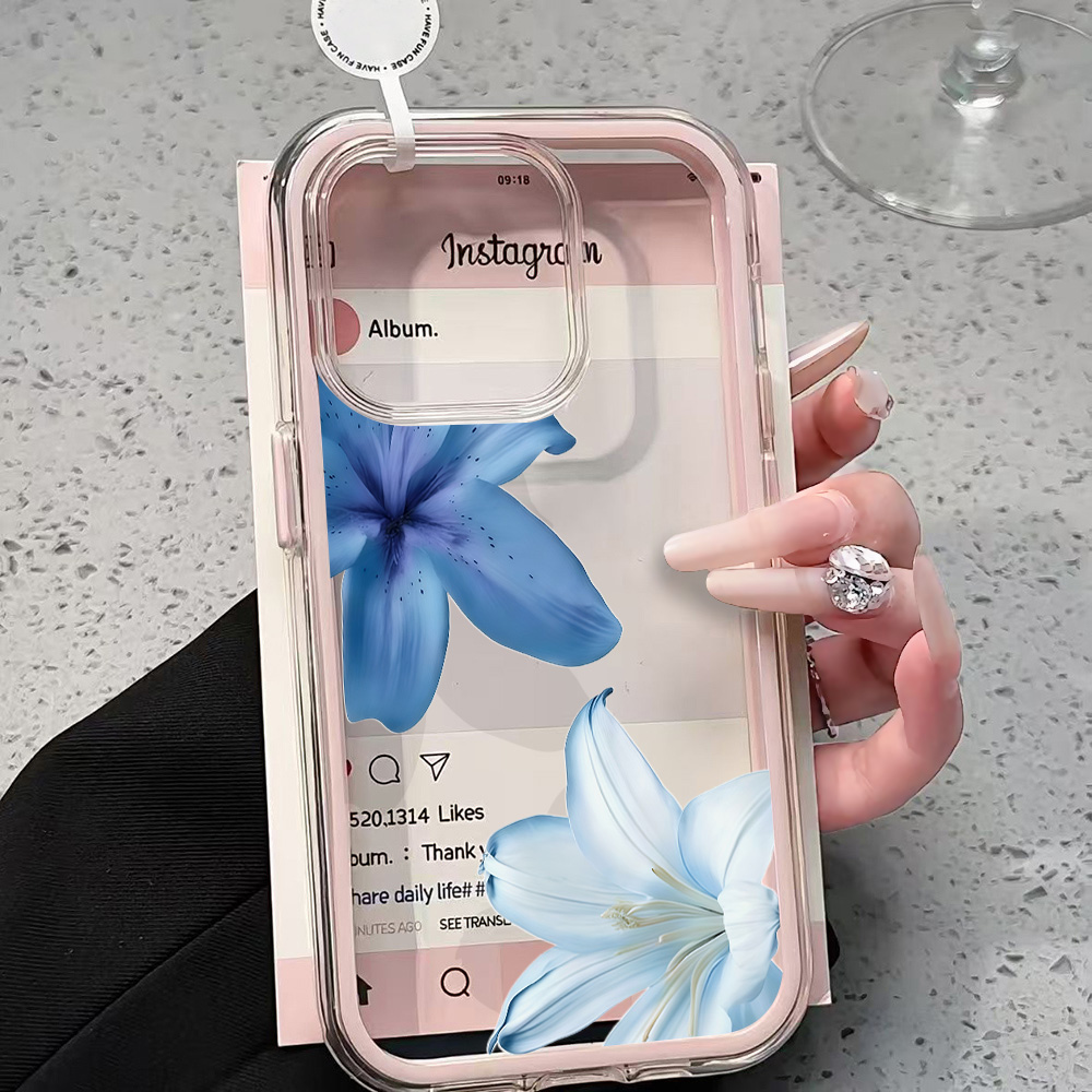 Blue Lily Flower Clear Phone C - Phone Cases Transparent review and price