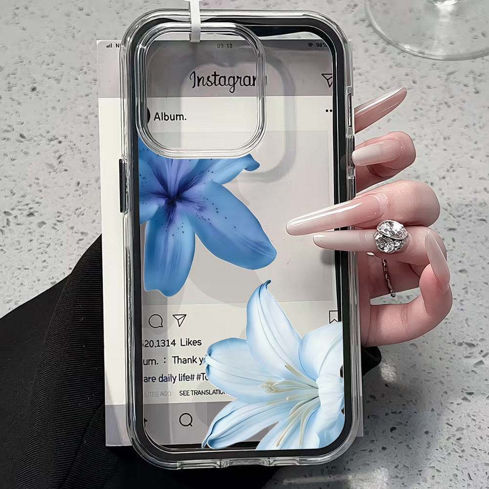 Blue Lily Flower Clear Phone C - Phone Cases Transparent review and price