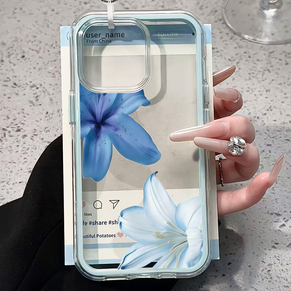 Blue Lily Flower Clear Phone C - Phone Cases Transparent review and price