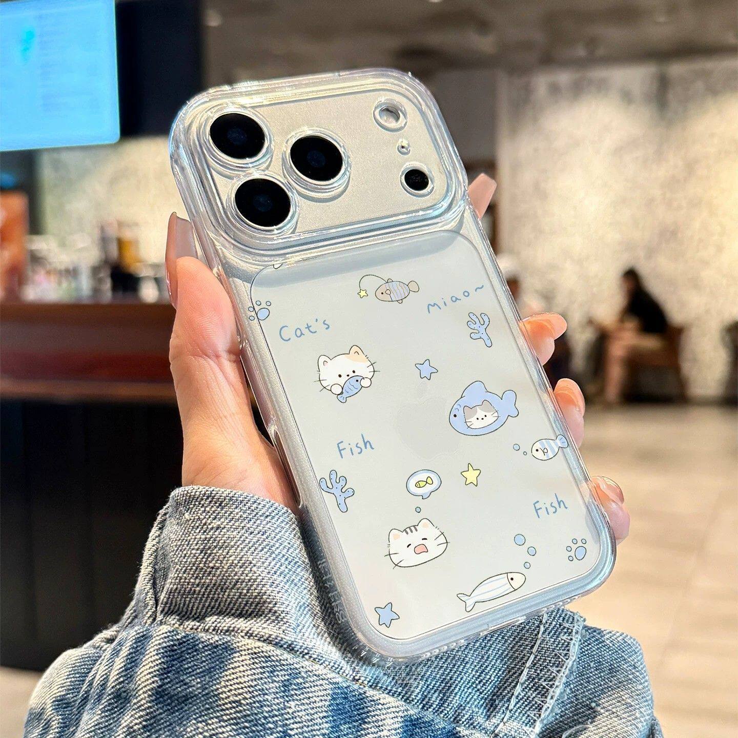 Ins Blue Little Fish Kitten Pe - Phone Cases Xr Cute review and price