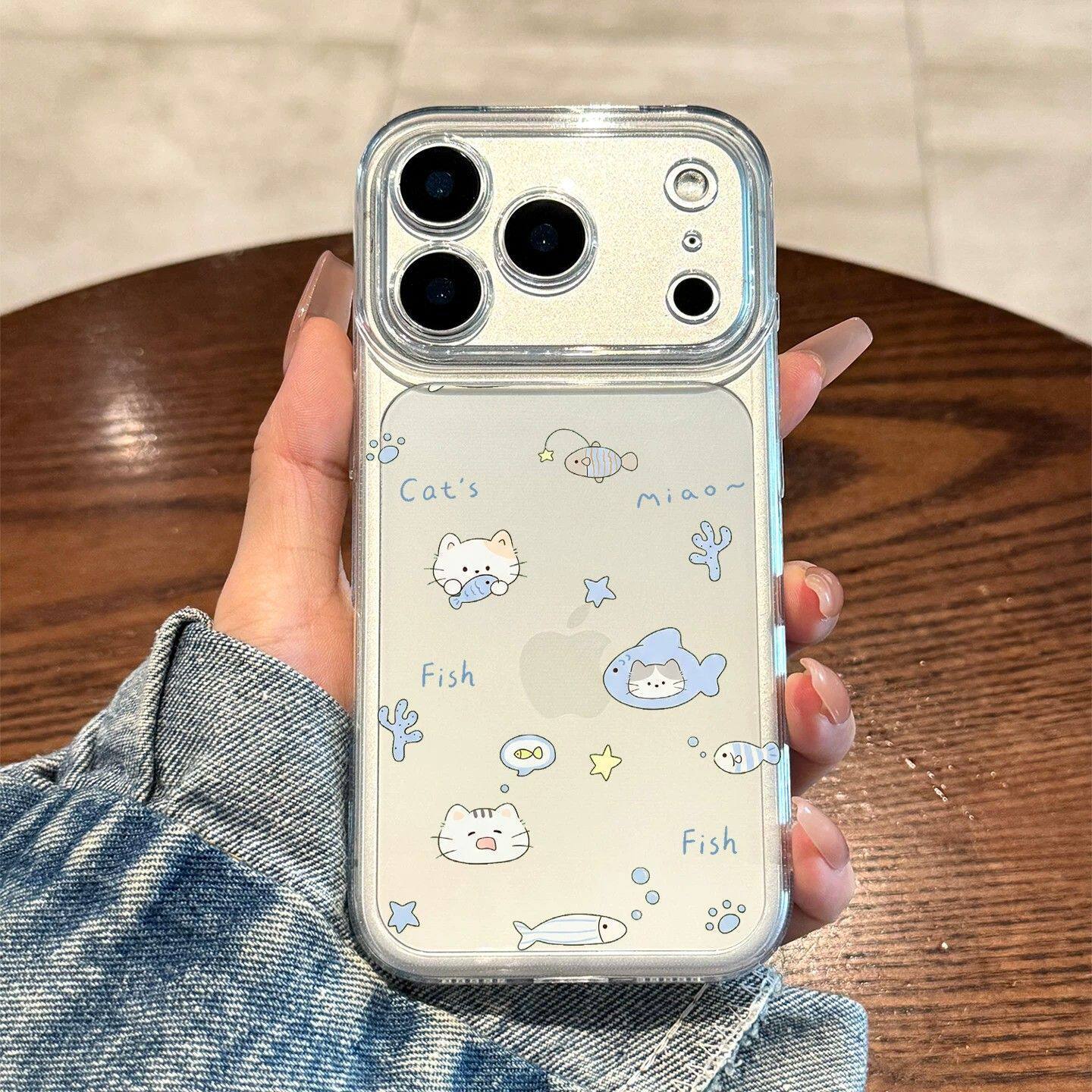 Ins Blue Little Fish Kitten Pe - Phone Cases Xr Cute review and price