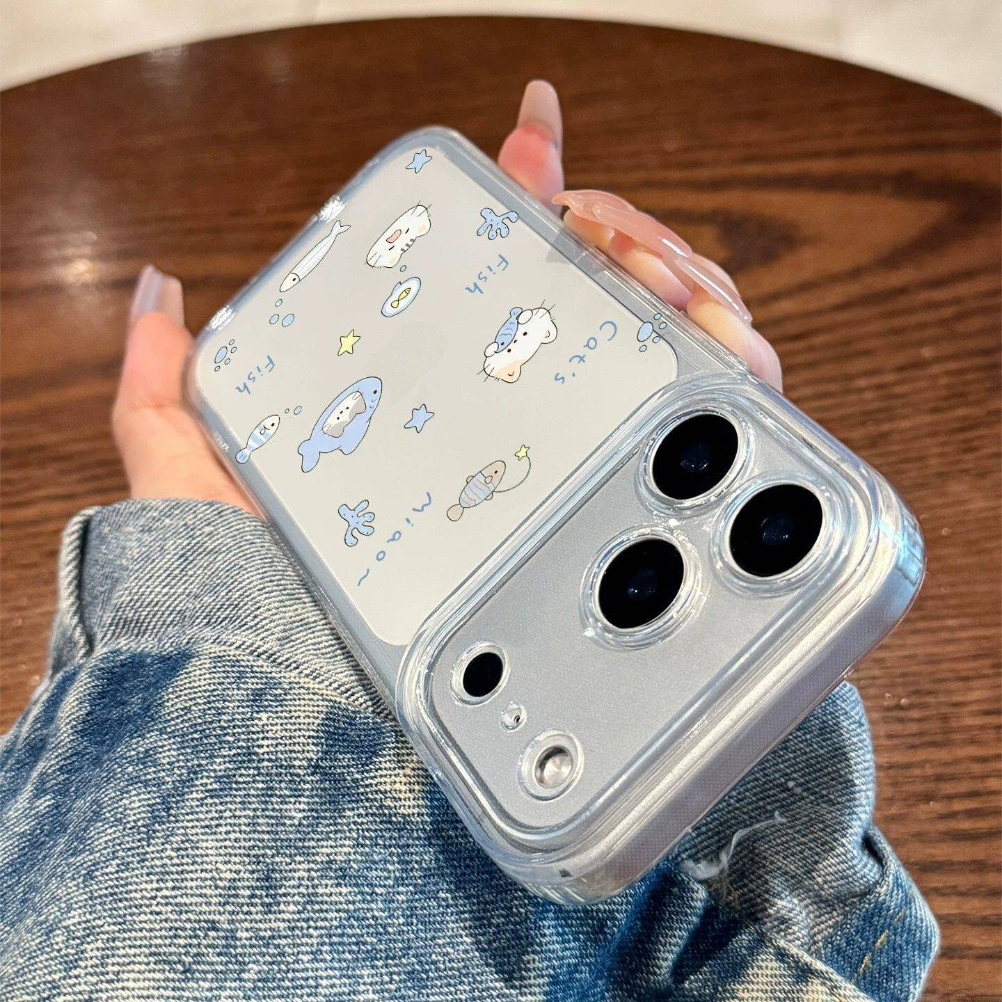 Ins Blue Little Fish Kitten Pe - Phone Cases Xr Cute review and price