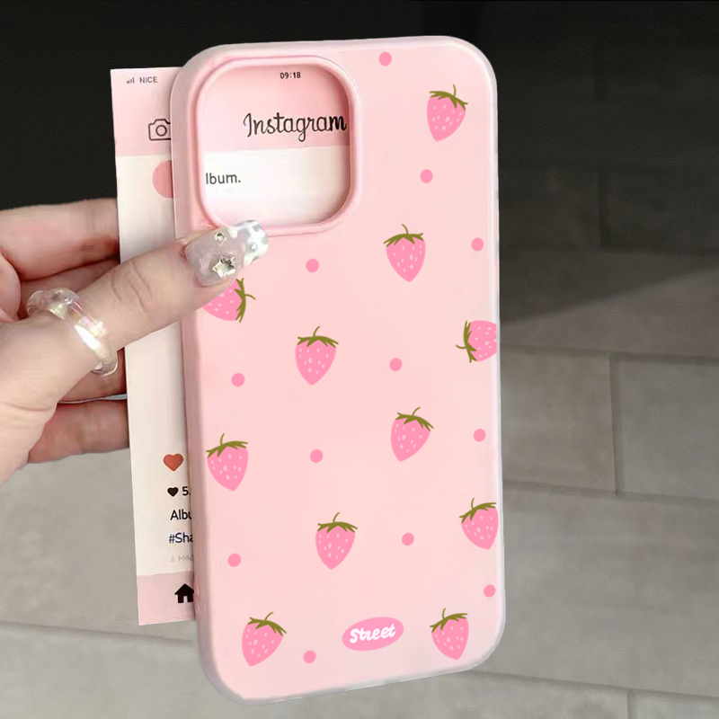 Sweet Pink Strawberry Pattern  - Phone Cases Xr Cute review and price