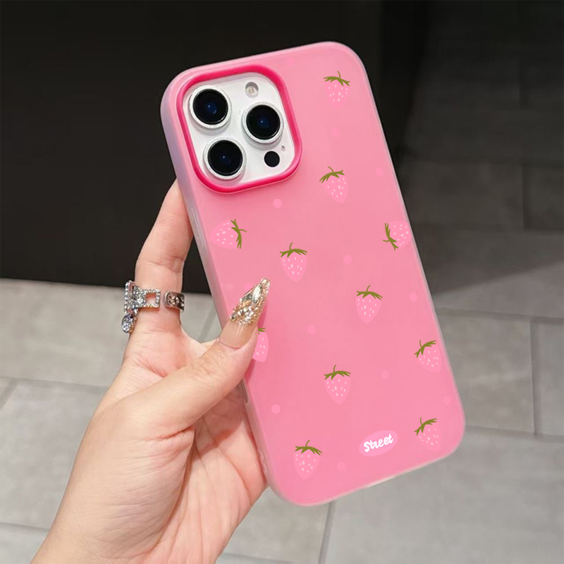 Sweet Pink Strawberry Pattern  - Phone Cases Xr Cute review and price